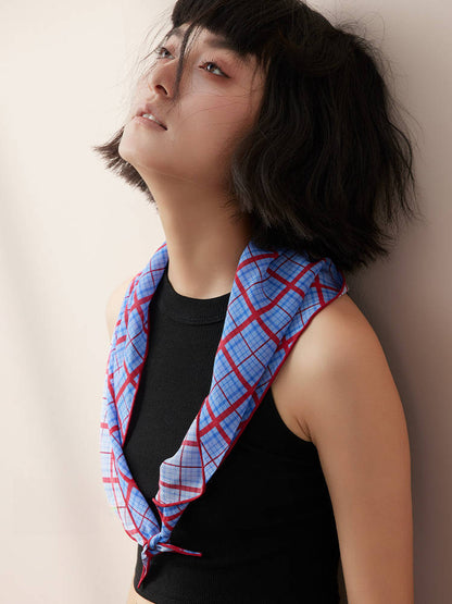 Red plaid 丨 12 momme silk diamond scarf