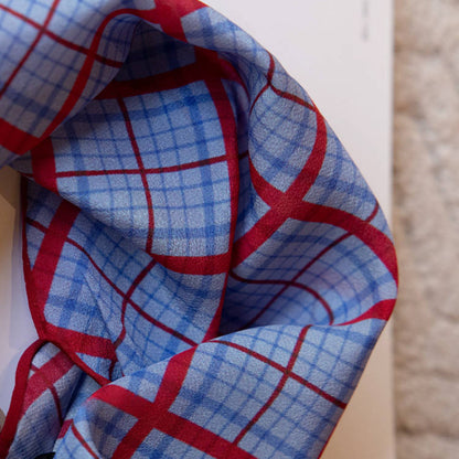 Red plaid 丨 12 momme silk diamond scarf