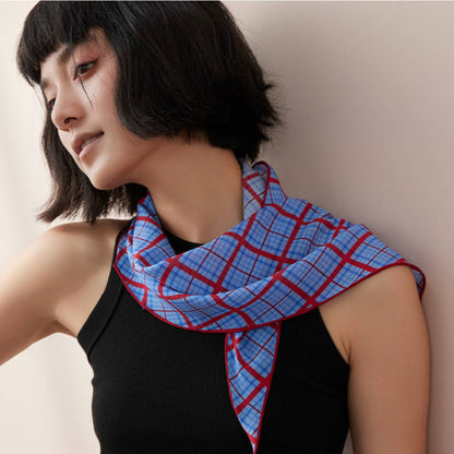 Red plaid 丨 12 momme silk diamond scarf