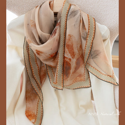 Little Dragonfly｜Large Square Scarf Chinese Style Ink-Wash Silk Scarf