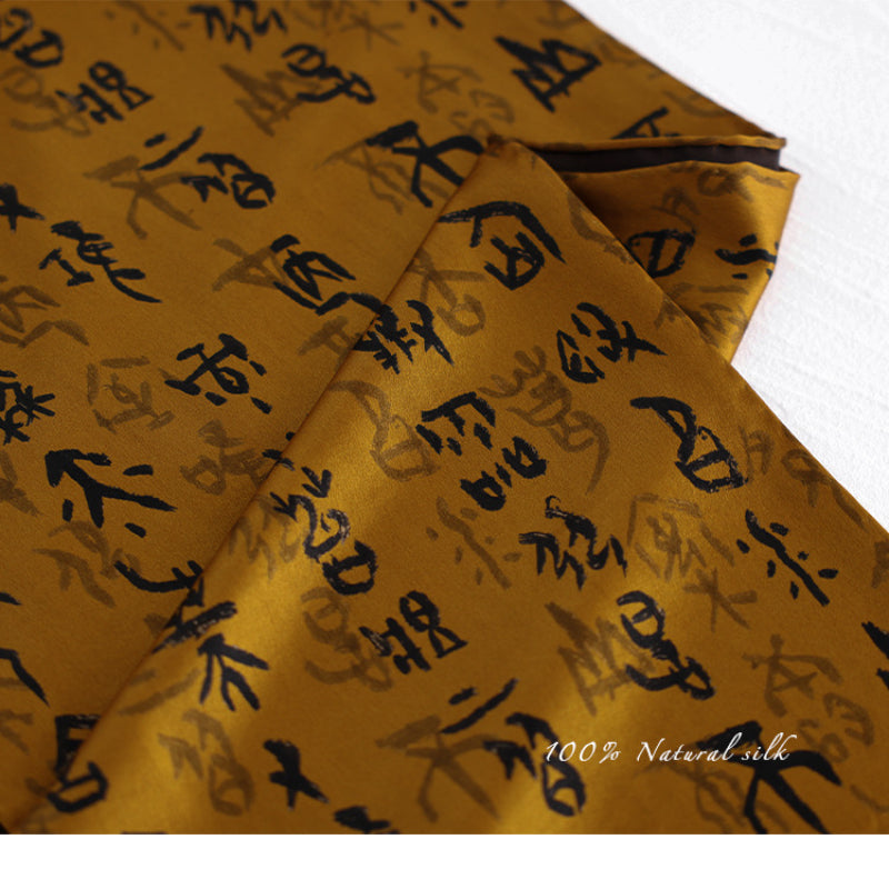 Chinese Calligraphy Classical Long Silk Scarf Mulberry Silk