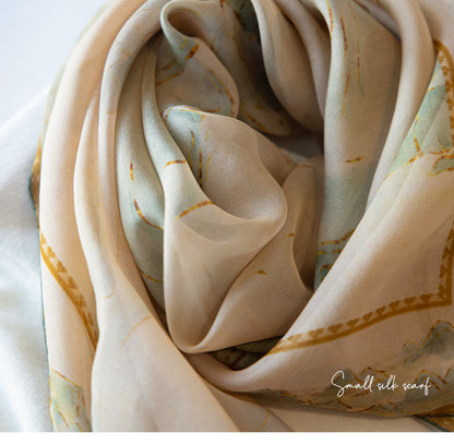 Between Mountains and Rivers | Square Silk Scarf for Women