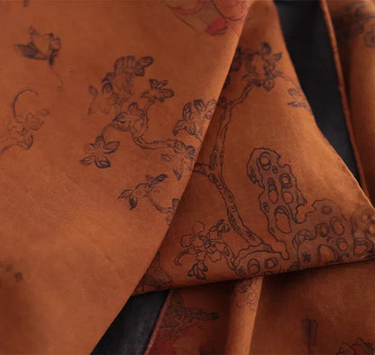 One Hundred Children at Play | Chinese Art 100% Mulberry Silk Scarf-Brown