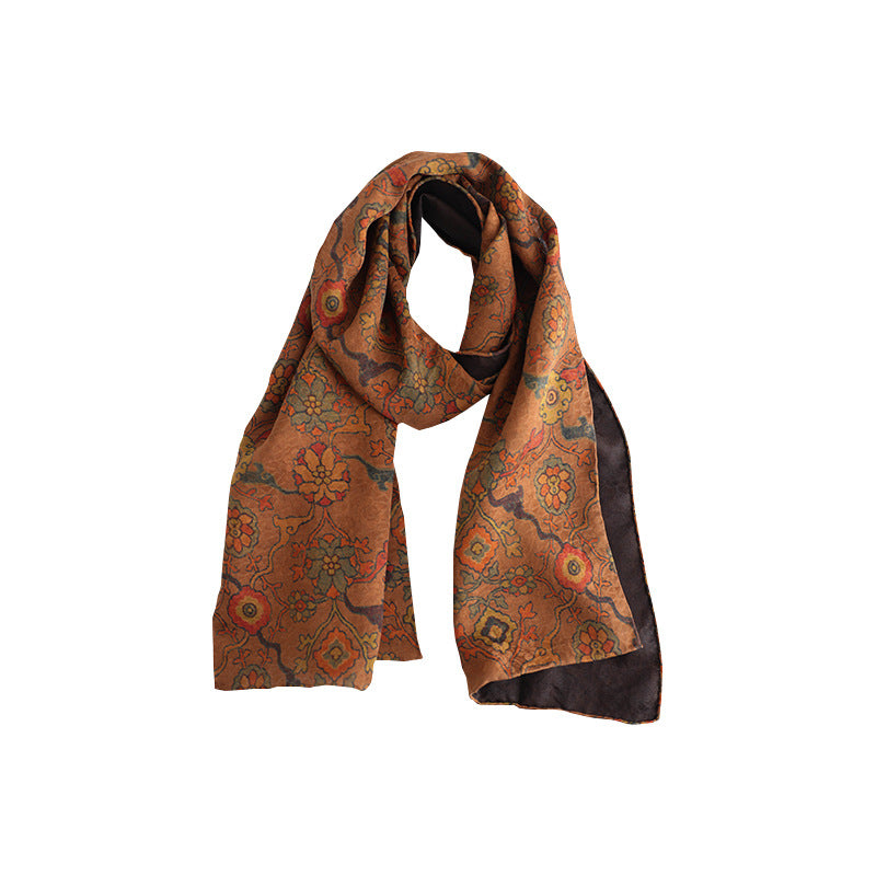 Traditional Dunhuang Pattern Xiangyunsha Silk Scarf | 100% Mulberry Silk Scarf