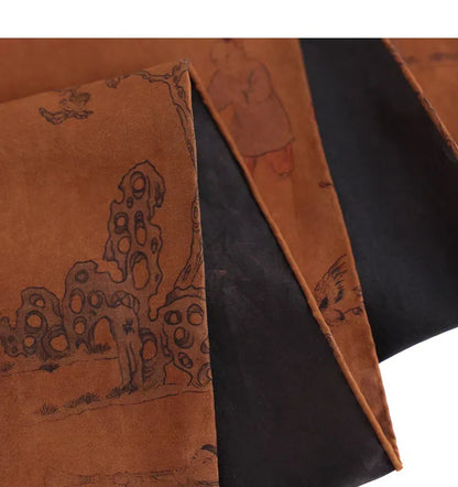 One Hundred Children at Play | Chinese Art 100% Mulberry Silk Scarf-Brown