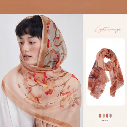 53*180cm Plum Pavilion｜Gambier-Dyed Silk Scarf