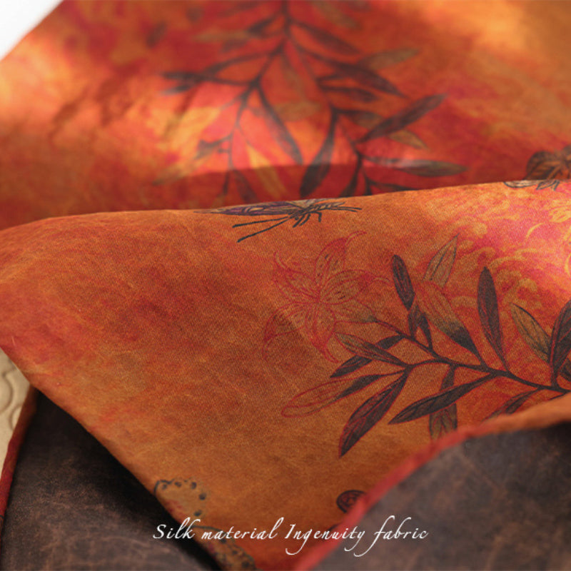 Autumn Butterfly Chinese Aesthetics | 100% Mulberry Silk Scarf