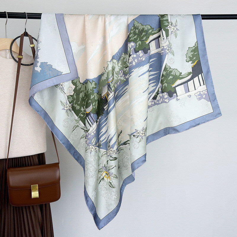 Classical Gardens of Suzhou | 100% Mulberry Silk Double-Sided Scarf