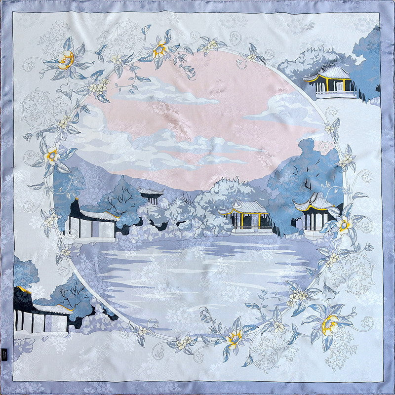 Classical Gardens of Suzhou | 100% Mulberry Silk Double-Sided Scarf