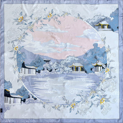 Classical Gardens of Suzhou | 100% Mulberry Silk Double-Sided Scarf