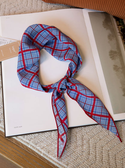 Red plaid 丨 12 momme silk diamond scarf