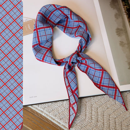 Red plaid 丨 12 momme silk diamond scarf